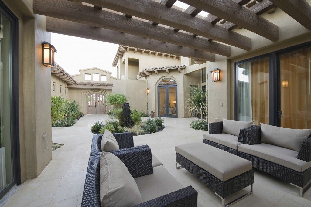 outdoor patio at a huge house
