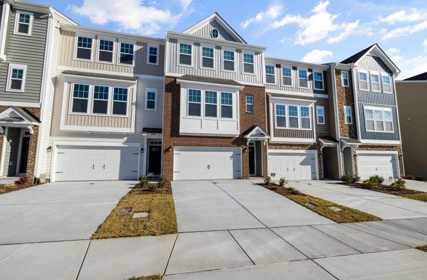 townhouses under clear skies